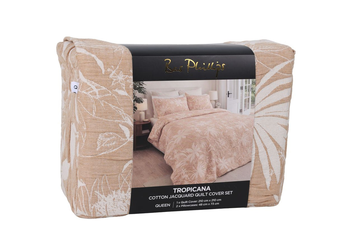 Tropicana Jacquard Quilt Cover Set Rust