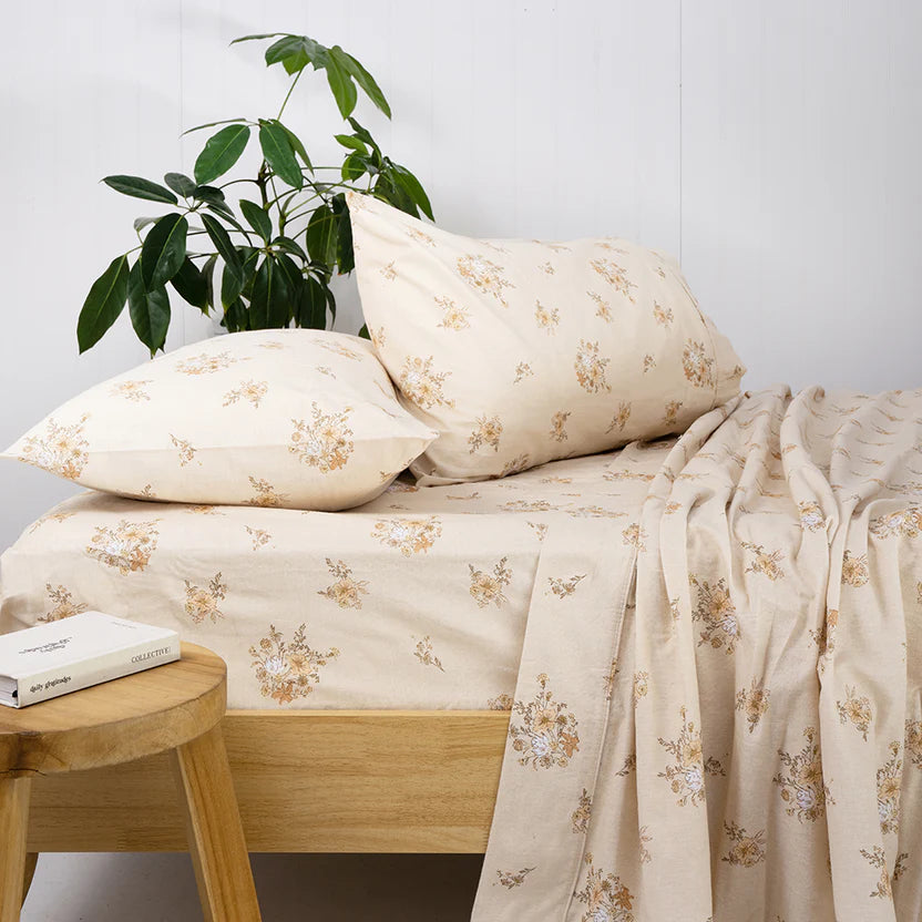 Ellen Flannelette Sheet Set Single