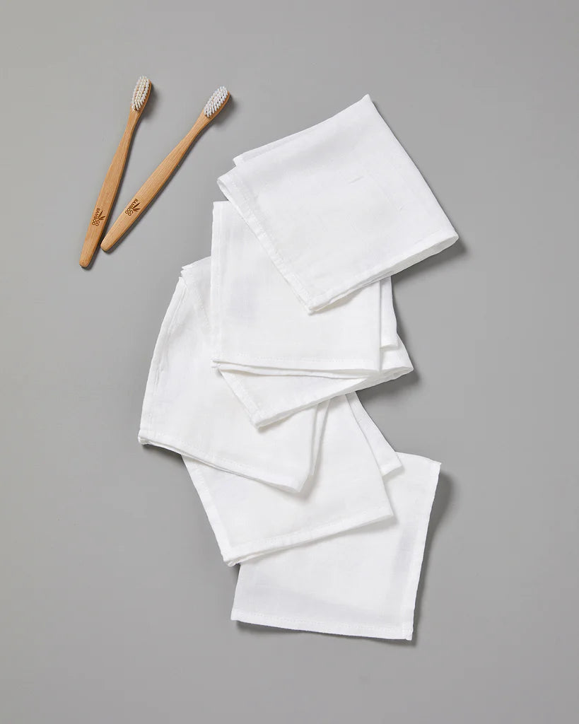 Little Bamboo Muslin Baby Face Washers 6 Pack - Natural