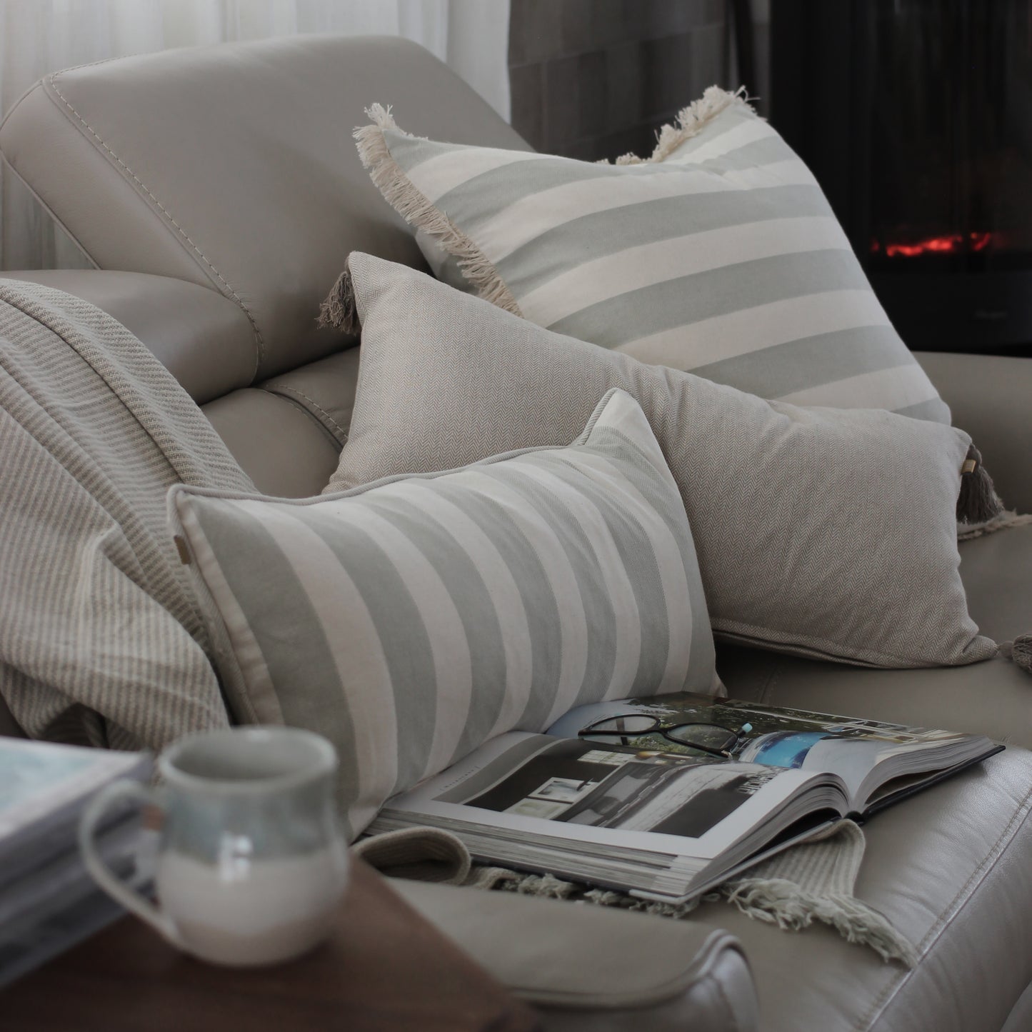 Bold Stripe Cushion 60x60 Sage
