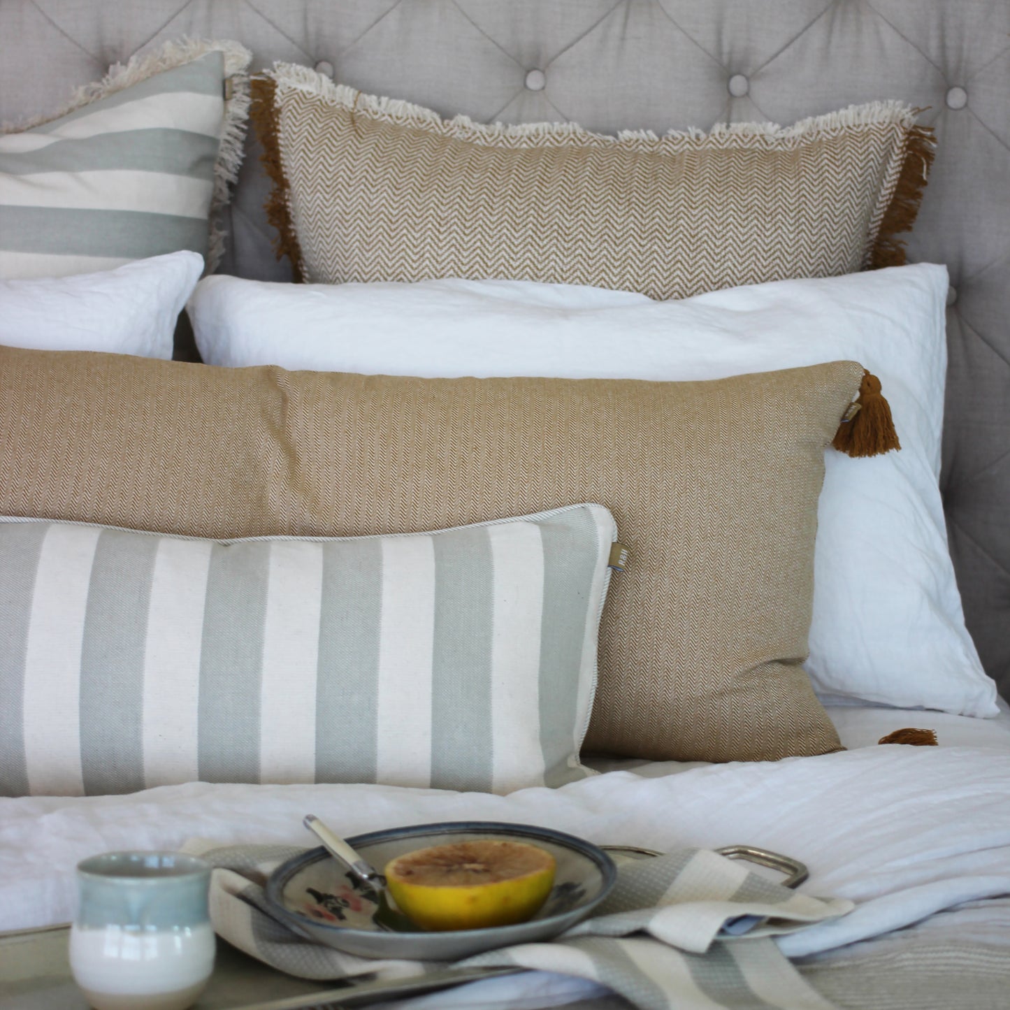 Heavy Herringbone Cushion 60x60 Golden Yellow
