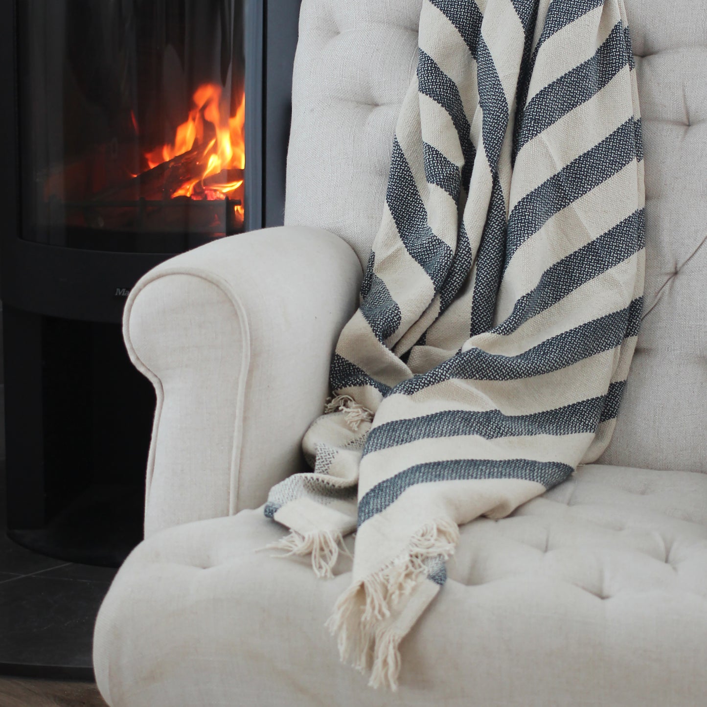 Wide Stripe Throw Dark Slate 130x170