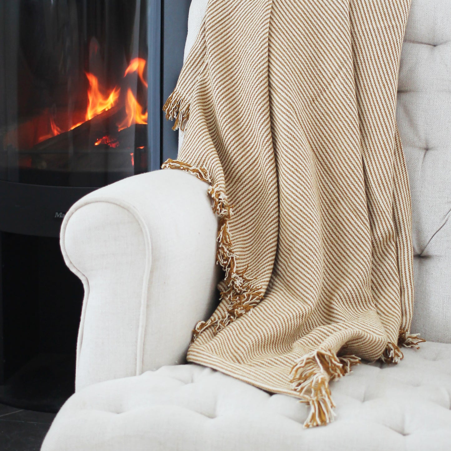 Pin Stripe Throw Golden Yellow 130x170