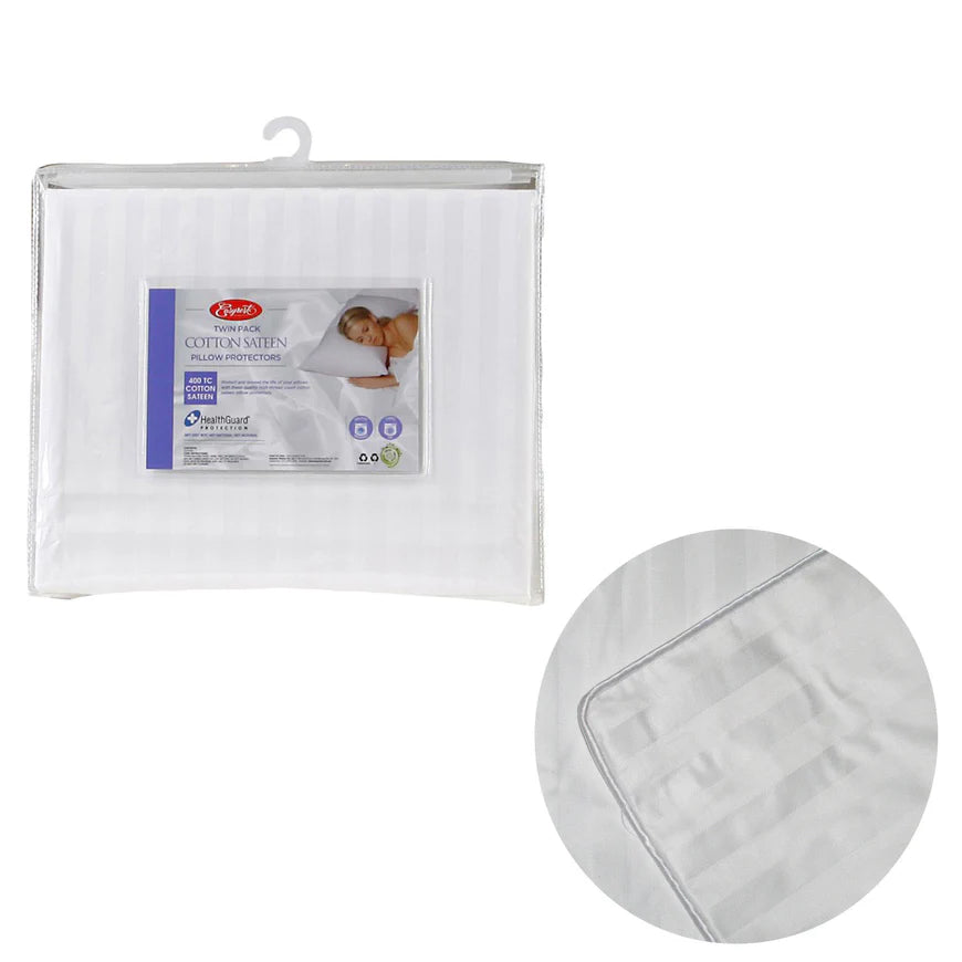 Cotton Sateen Pillow Protectors x2