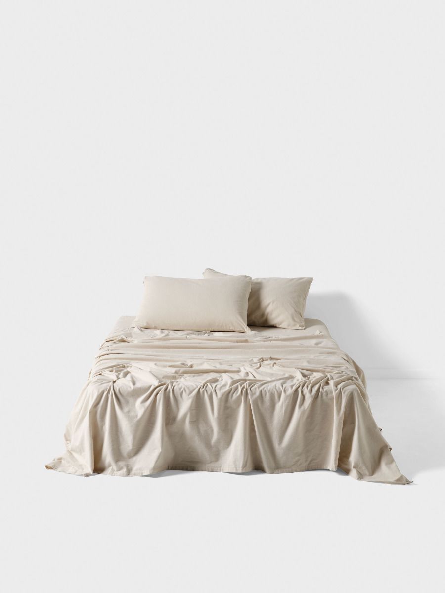 Flannelette Taupe Plain-Dyed Sheet Set