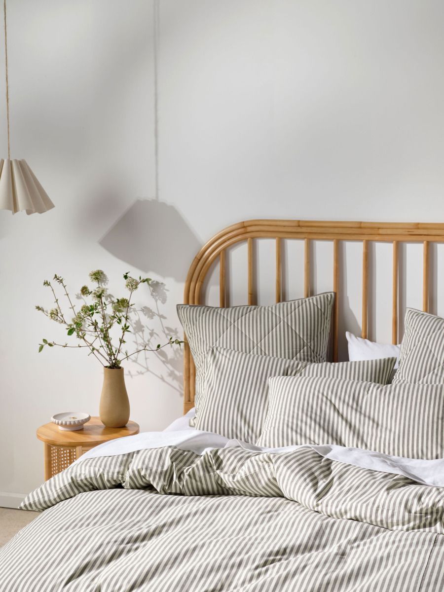 Classic Stripe Quilt Cover Set Charcoal