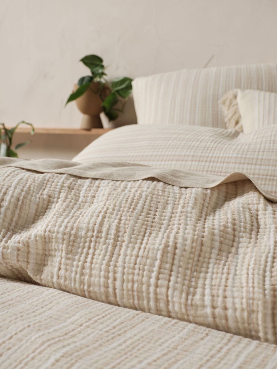 SALE - Majorca Quilt Cover Set Natural Double