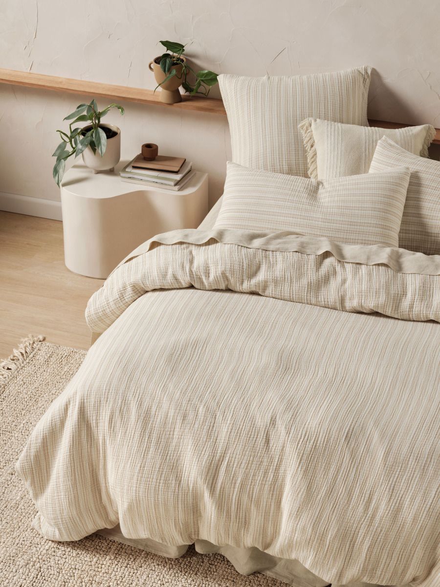 SALE - Majorca Quilt Cover Set Natural Double