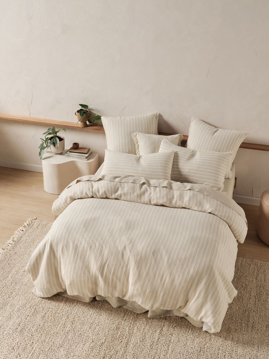 SALE - Majorca Quilt Cover Set Natural Double