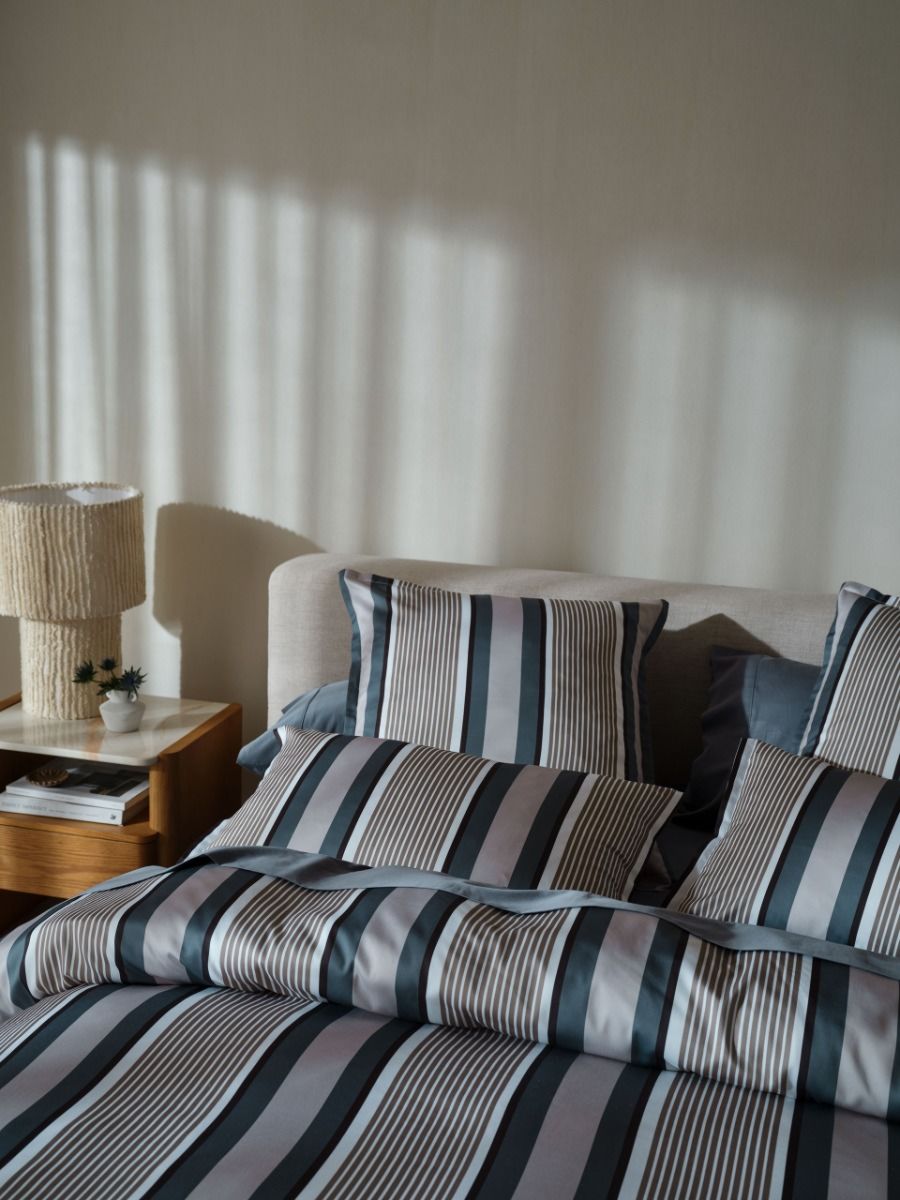 Nara Stripe Bluestone Quilt Cover Set