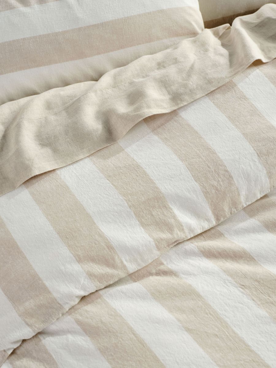 Vintage Stripe Natural Quilt Cover Set
