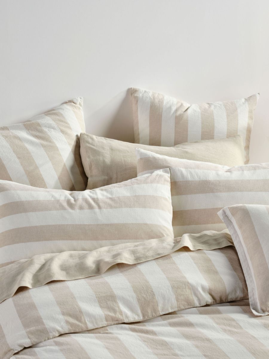 Vintage Stripe Natural Quilt Cover Set