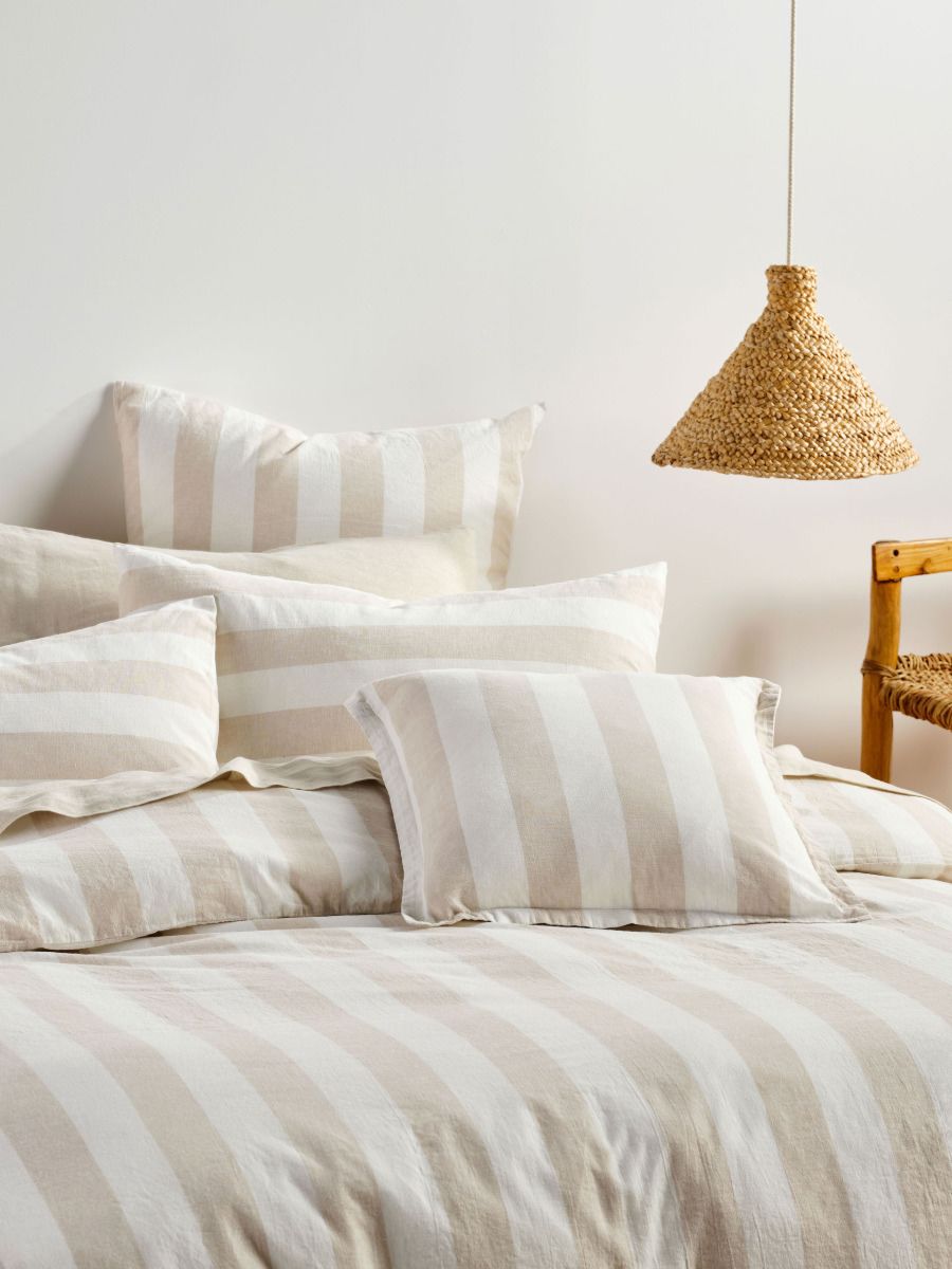 Vintage Stripe Natural Quilt Cover Set