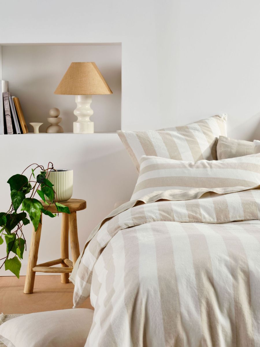 Vintage Stripe Natural Quilt Cover Set