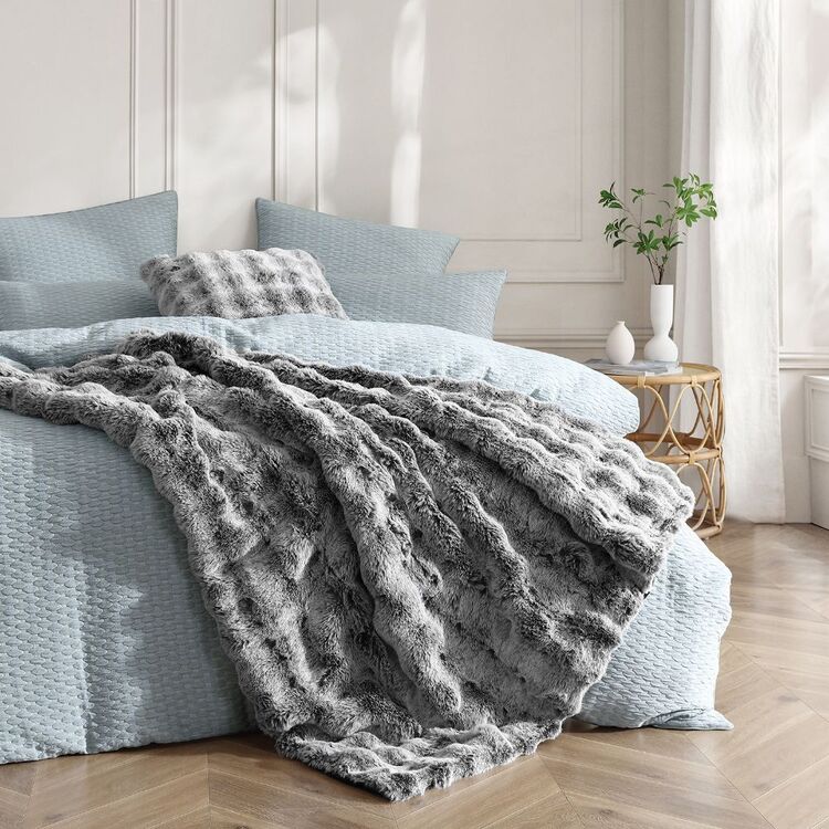 Faux Rabbit Fur Throw Grey