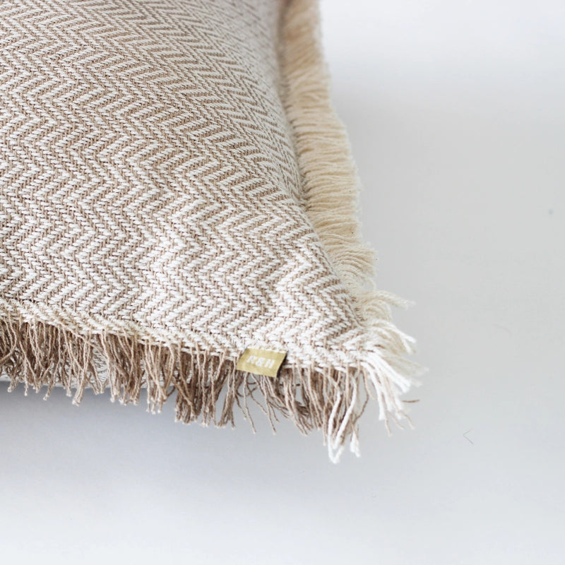 Heavy Herringbone Cushion Taupe 60x60
