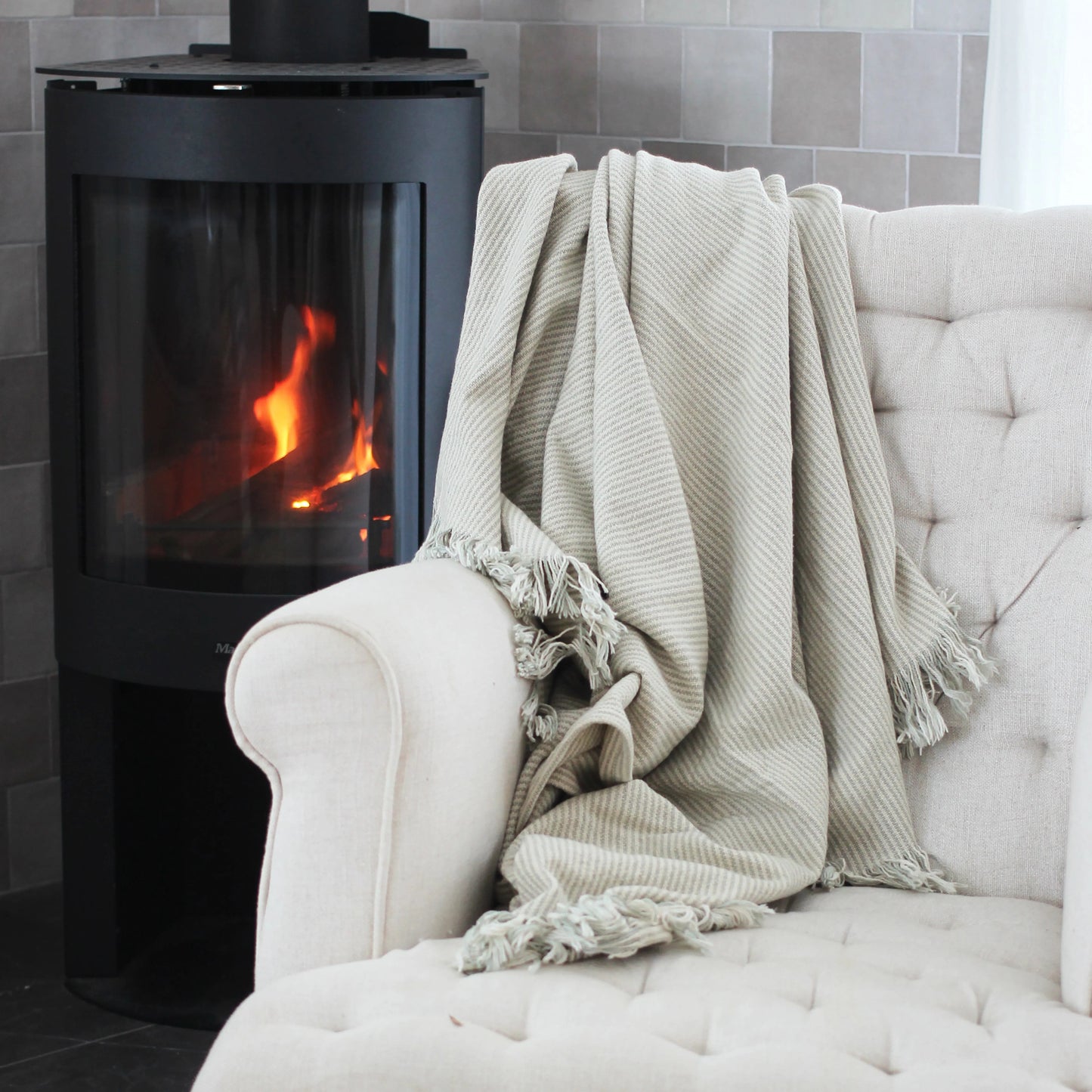 Pin Stripe Throw Sage 130x170