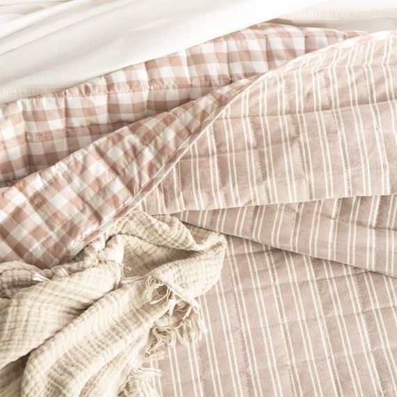 Alison Yarn Dyed Cotton Reversible Quilted Coverlet Set