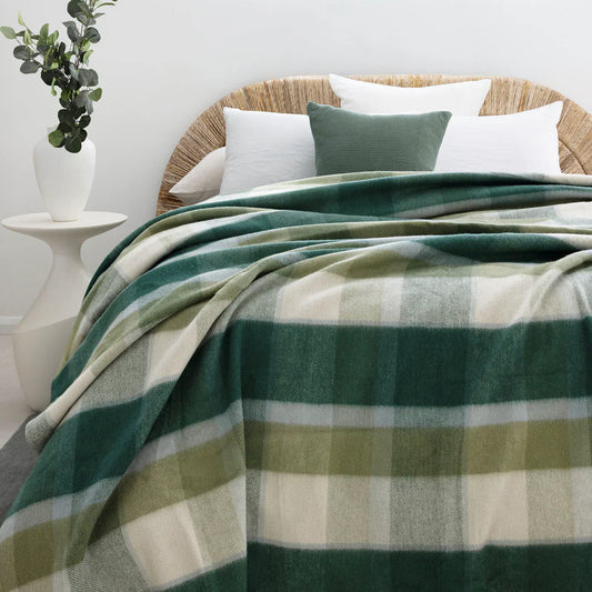 Nolan Wool/Bamboo Blanket Forest Green