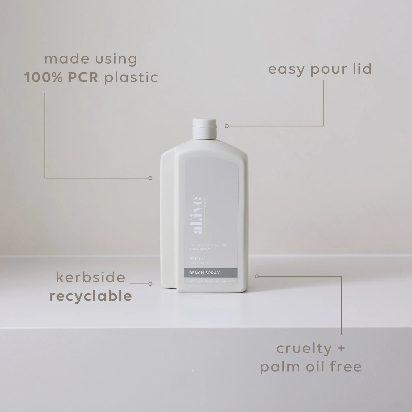 al.ive Bench Spray refill 1l Lemon & Pomegranate