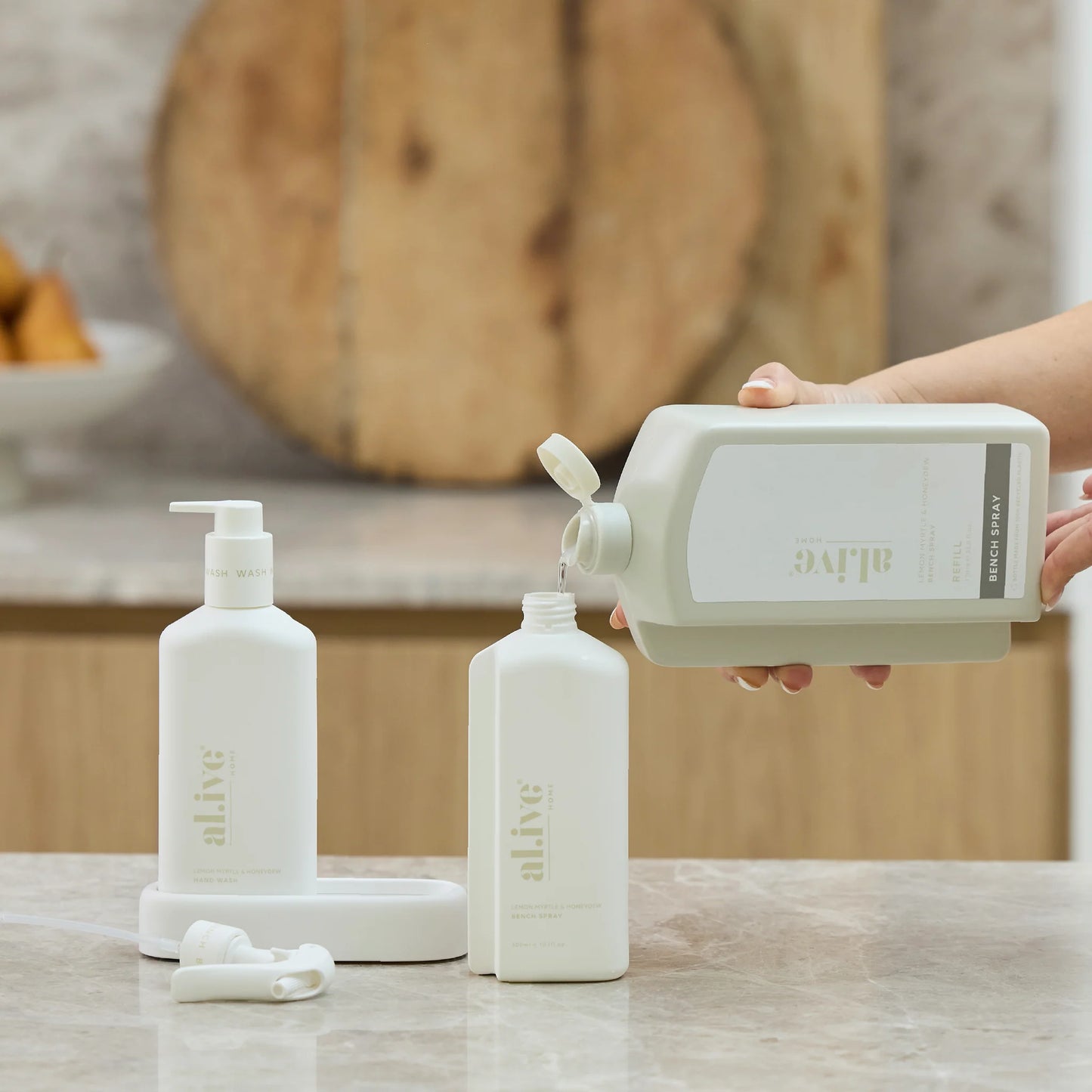 al.ive 1L Kitchen Bench Spray Refill - Lemon Myrtle & Honeydew