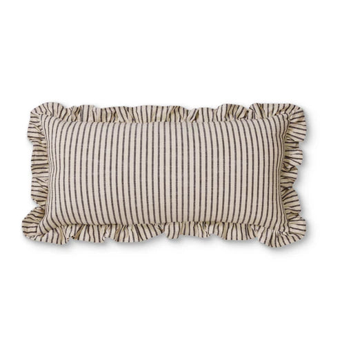 Ruffles Cushion Black/Natural Stripe