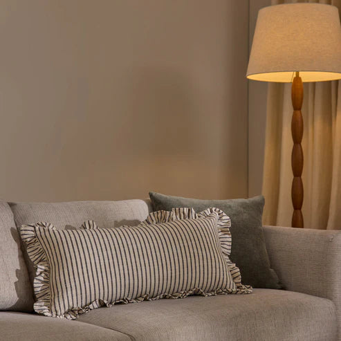 Ruffles Cushion Black/Natural Stripe