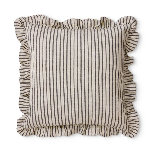 Ruffles Cushion Black/Natural Stripe
