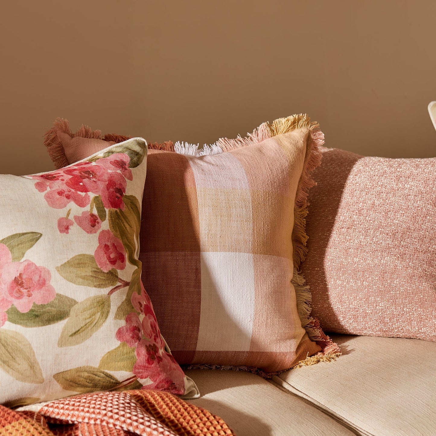 Portside Pink Check Cushion