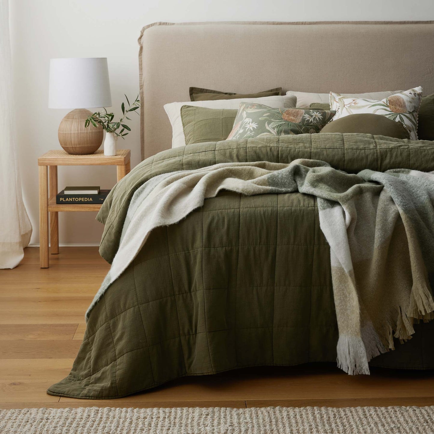Bailey Stonewash Coverlet Set Olive