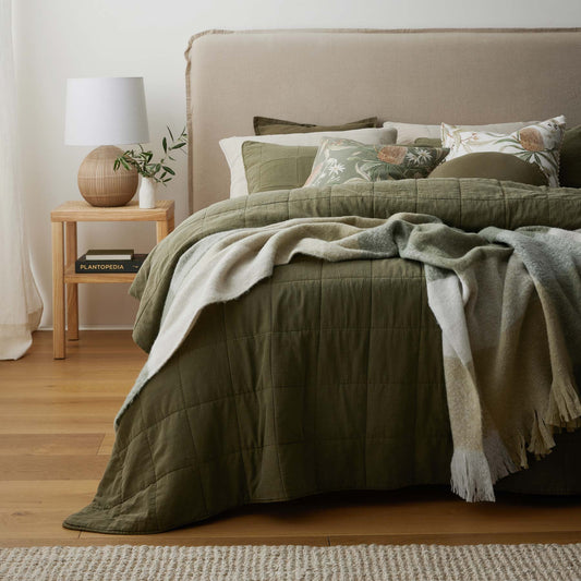 Bailey Stonewash Coverlet Set Olive