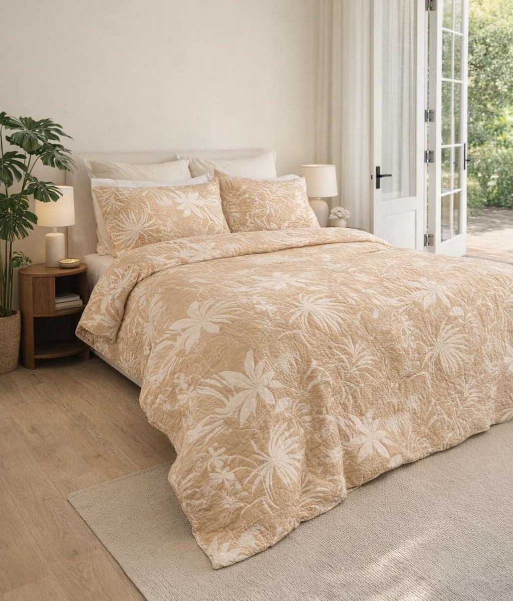 Tropicana Jacquard Quilt Cover Set Rust
