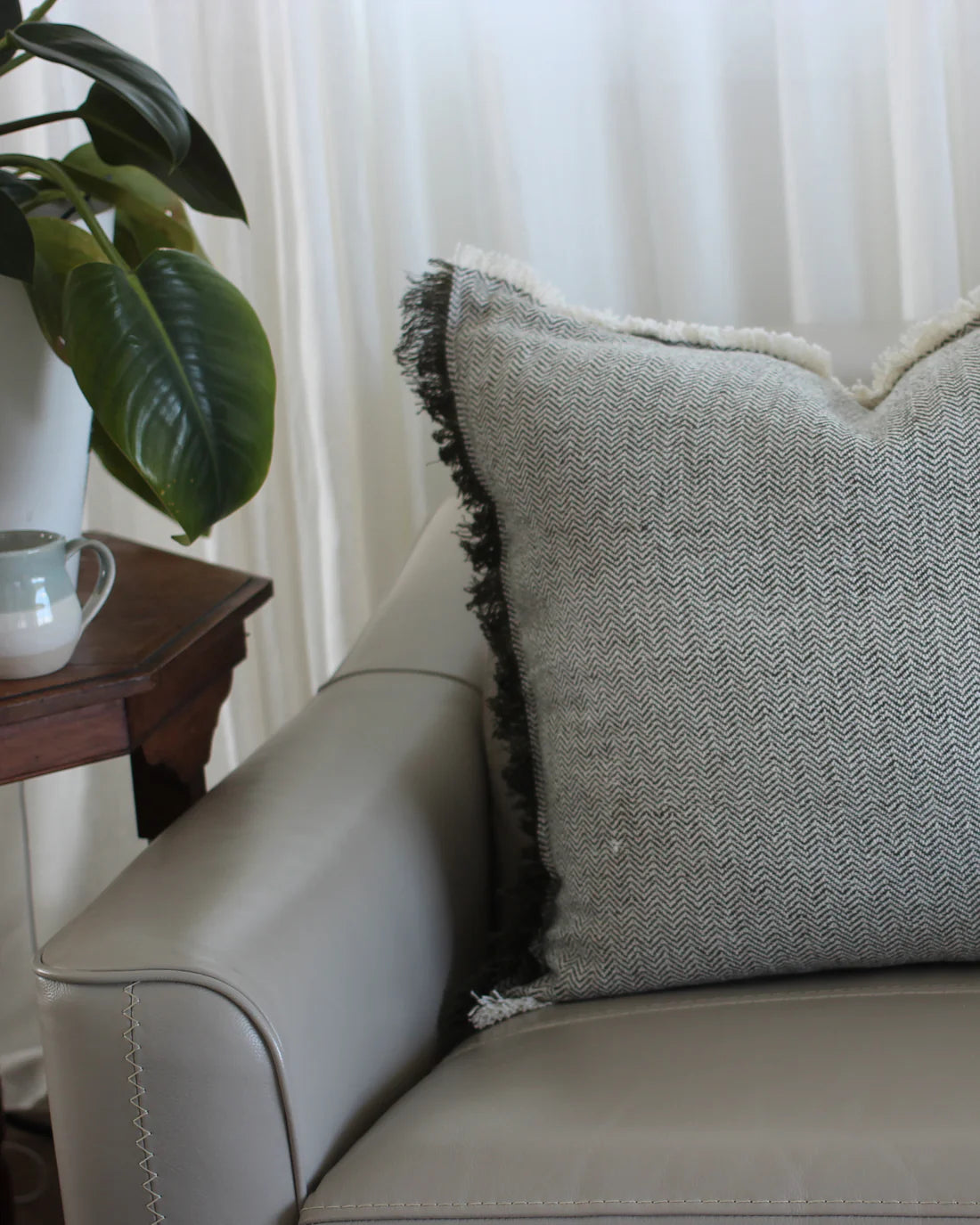 Heavy Herringbone Cushion Burnt Olive