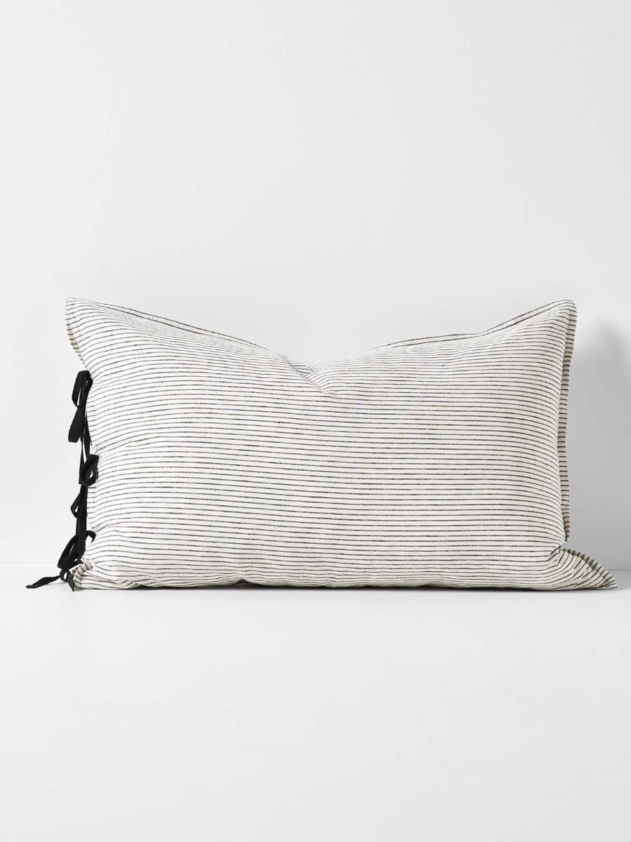Aura Chambray Mini Stripe Quilt Cover - Smoke Super King