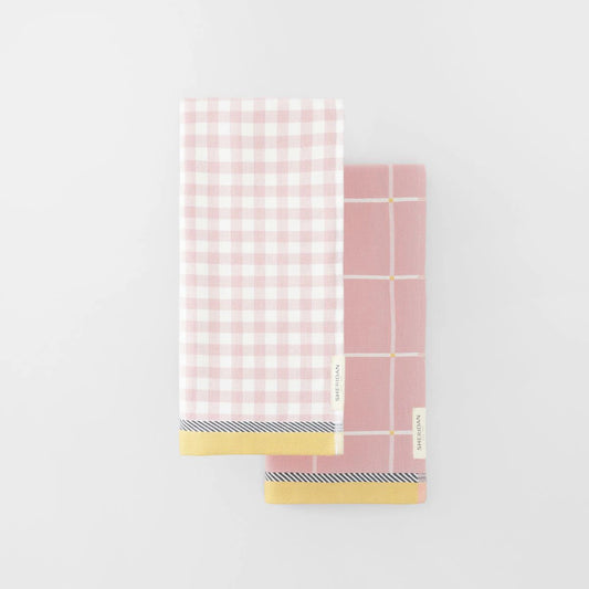 Sheridan Frama Tea Towel Two Pack Pink Shadow