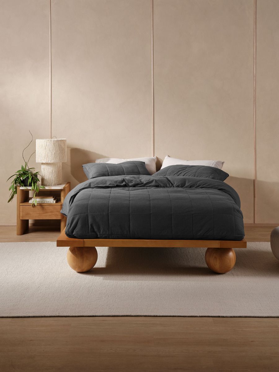 Ryland Charcoal Quilt Cover Set