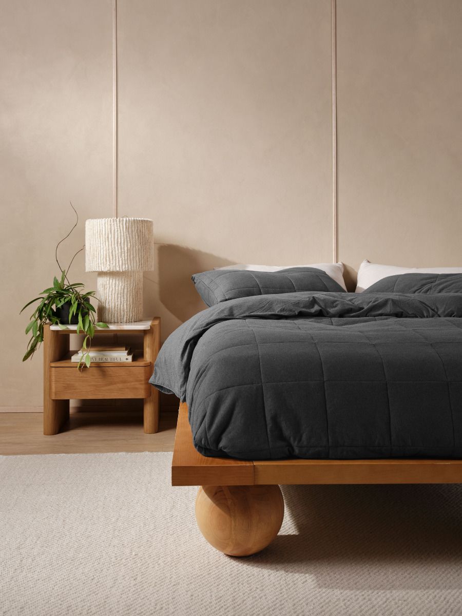 Ryland Charcoal Quilt Cover Set