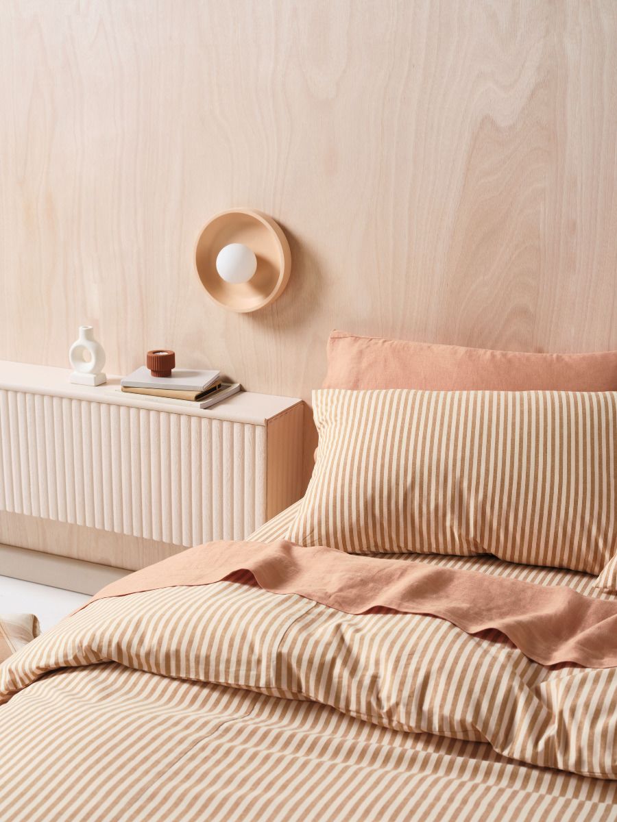 Classic Stripe Quilt Cover Set Nutmeg