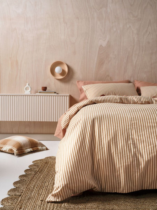 Classic Stripe Quilt Cover Set Nutmeg