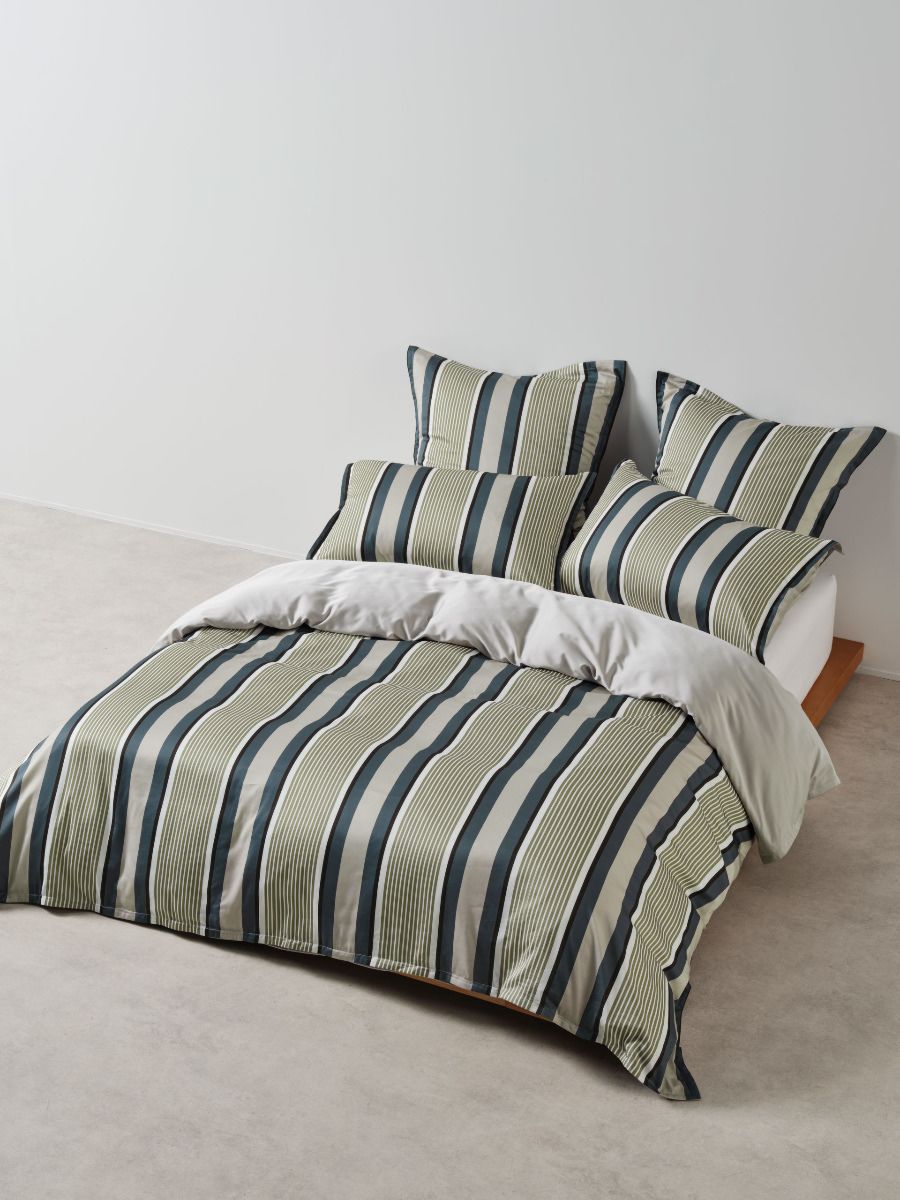 Nara Stripe Bluestone Quilt Cover Set