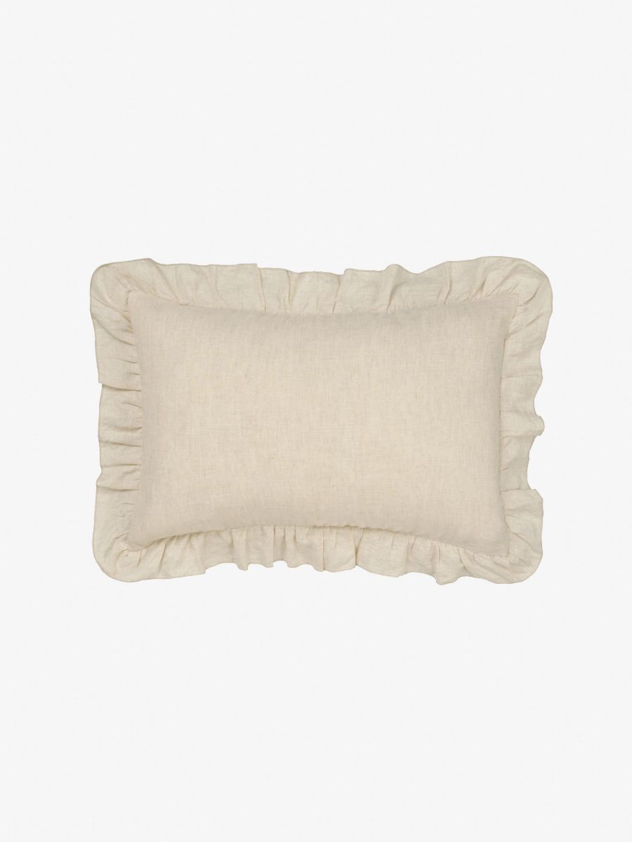Nimes Linen Ruffled Cushion Natural