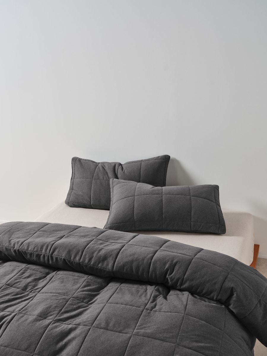 Ryland Charcoal Quilt Cover Set