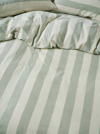 Vintage Stripe Jade Quilt Cover Set