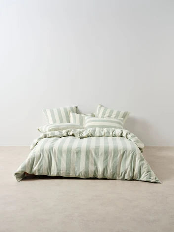 Vintage Stripe Jade Quilt Cover Set