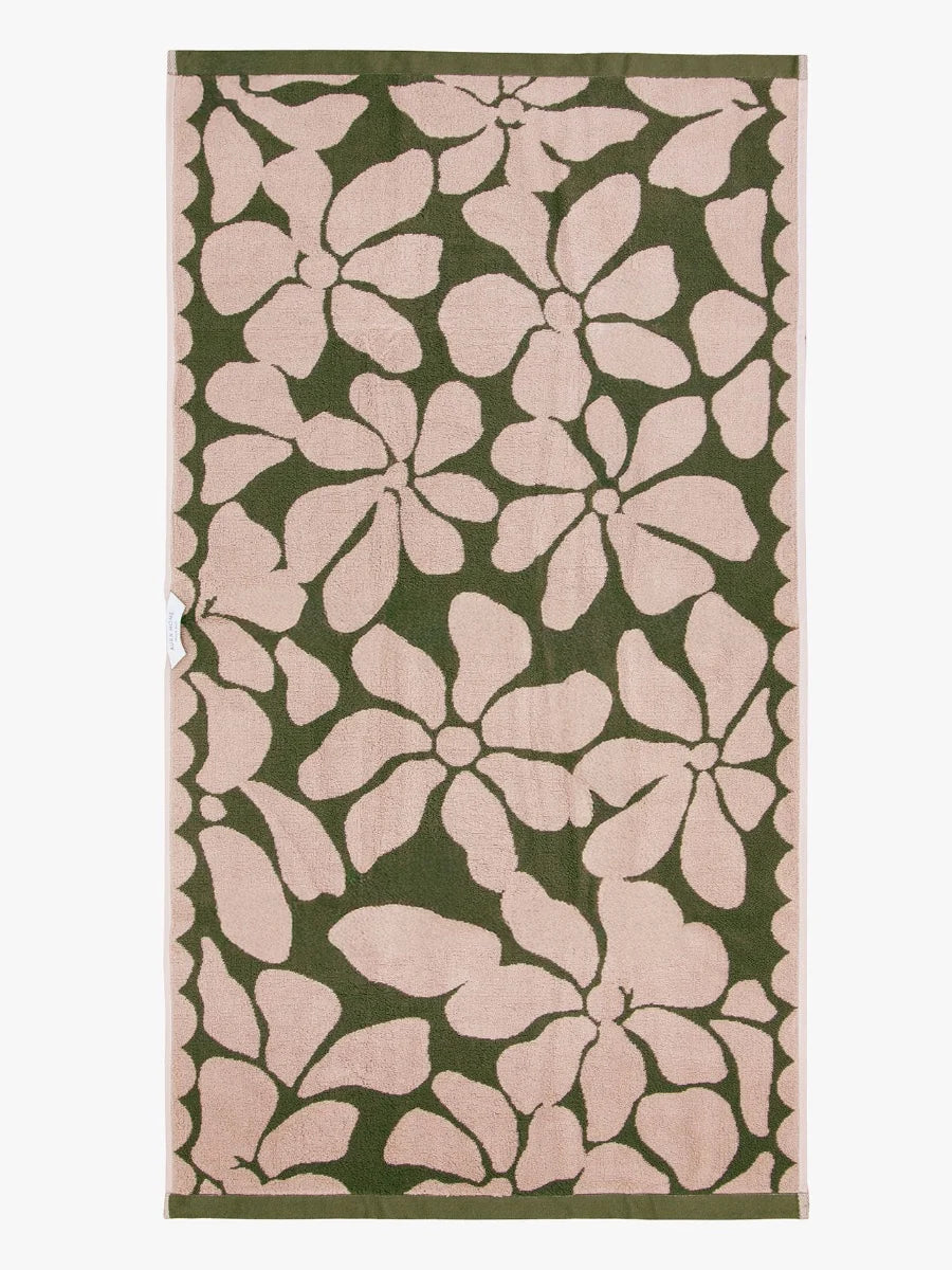Palma Petal & Stripe Bath Towel Caper/Shell