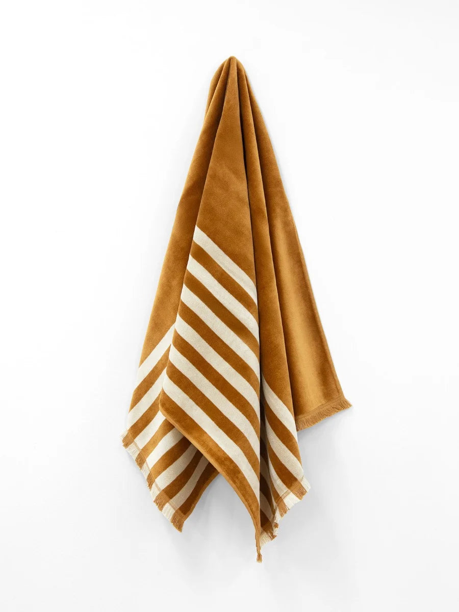 Palma Petal & Stripe Bath Towel Bronoze/Shell