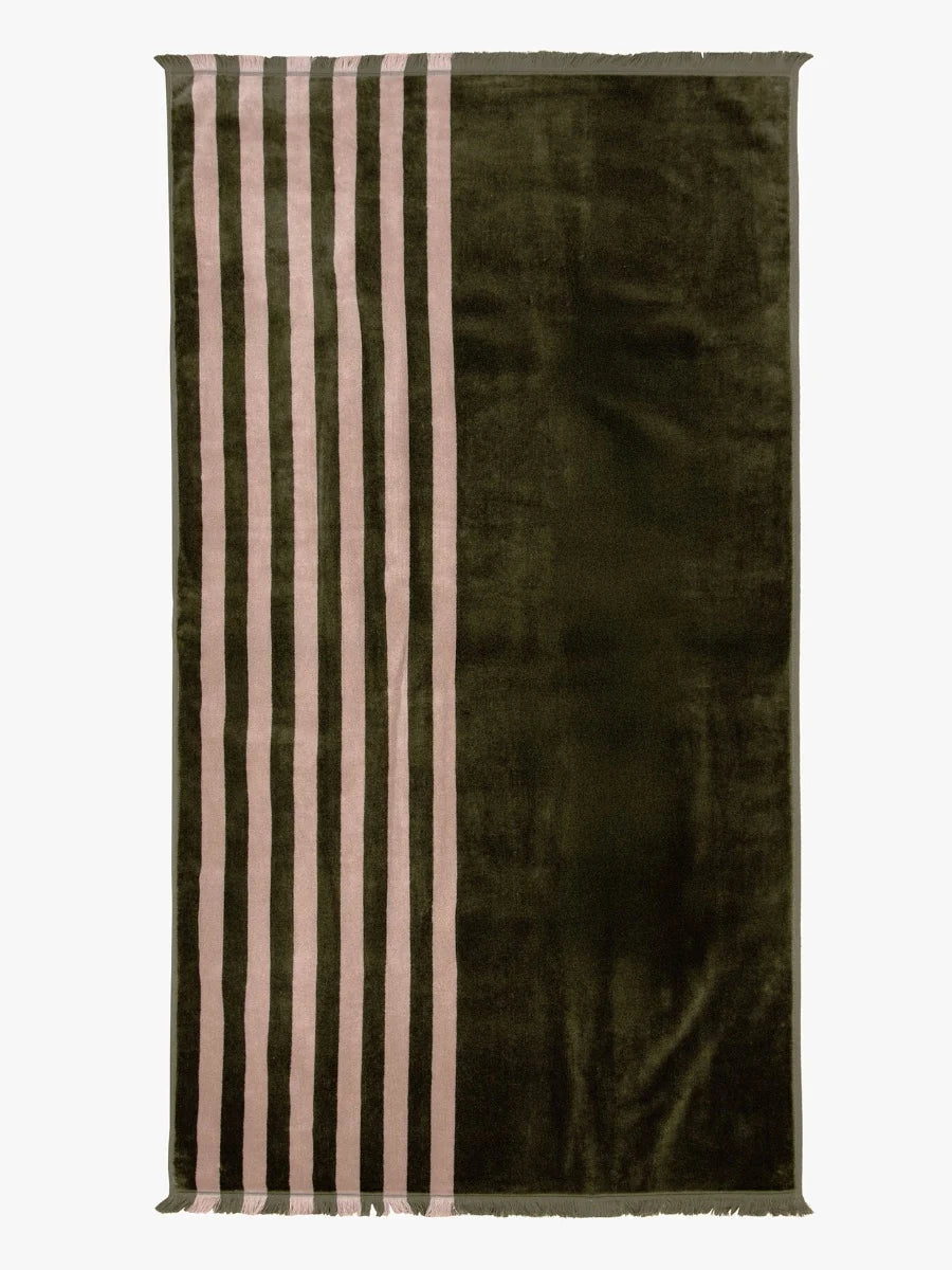 Palma Petal & Stripe Bath Towel Caper/Shell